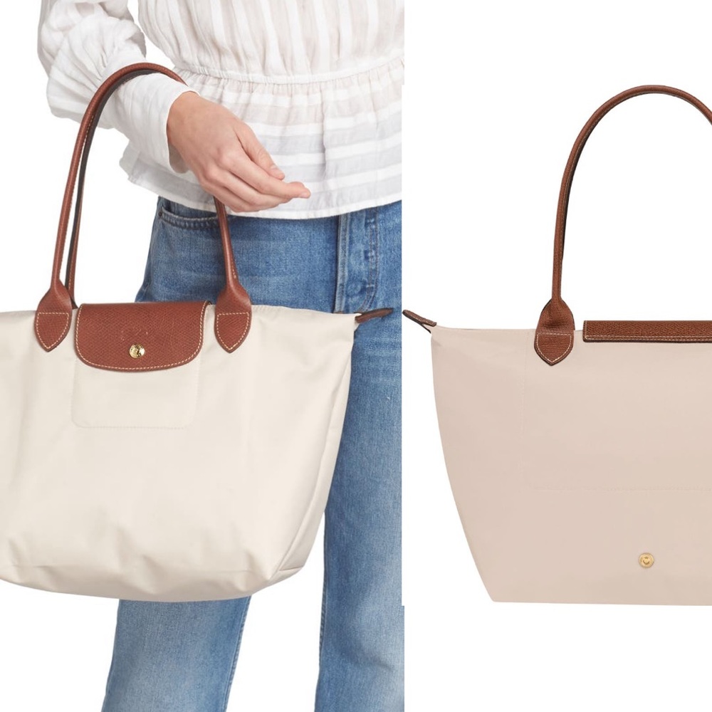 Longchamp Cream and Brown Shoulder Bag